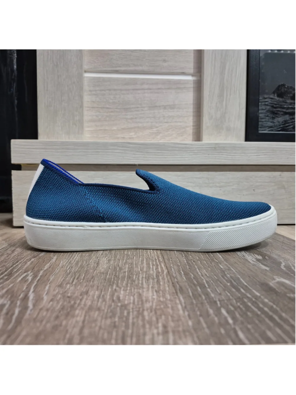 Women's Rothy's Slip-On Flats in Blue and White 5.5